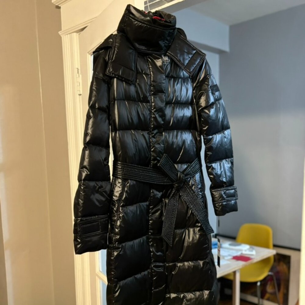 Karl Lagerfeld Paris CONTRAST MAXI BELTED LONG PUFFER New with Tags Never Worn